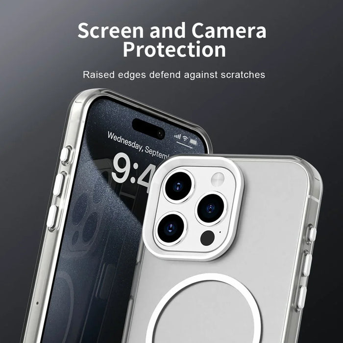 For iPhone 15 Pro Case Candy Color PC + TPU + PET Phone Cover Compatible with MagSafe - White - 7
