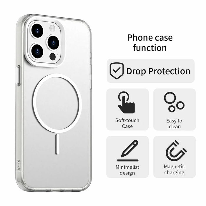 For iPhone 15 Pro Max Case Candy Color PC + TPU + PET Phone Cover Compatible with MagSafe - White - 6