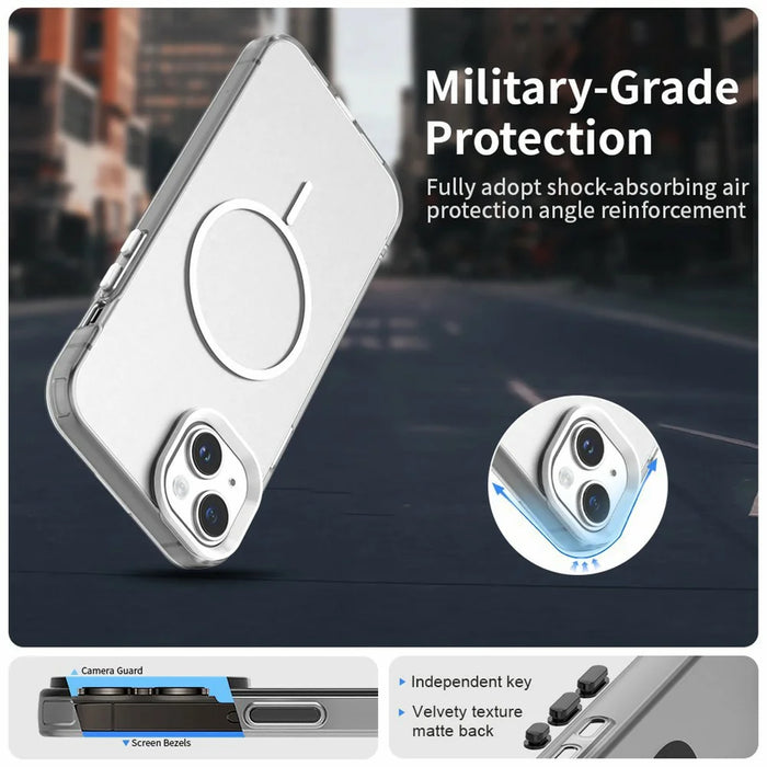 For iPhone 14 Case Candy Color PC + TPU + PET Phone Cover Compatible with MagSafe - White - 2
