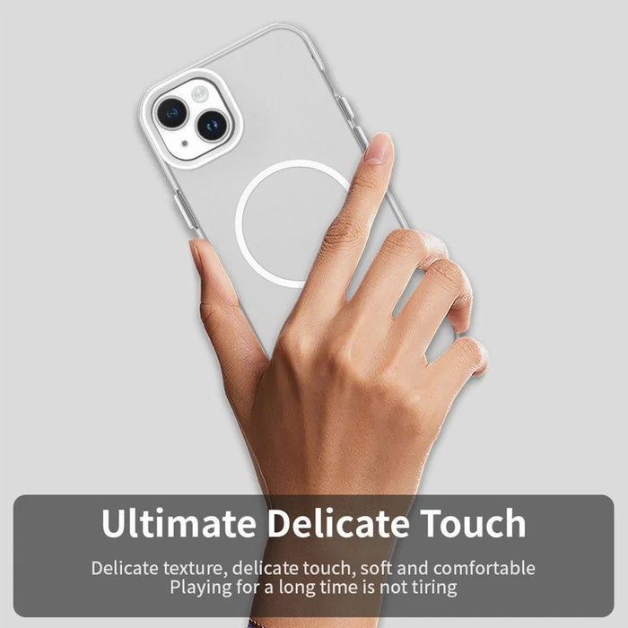 For iPhone 14 Case Candy Color PC + TPU + PET Phone Cover Compatible with MagSafe - White - 5