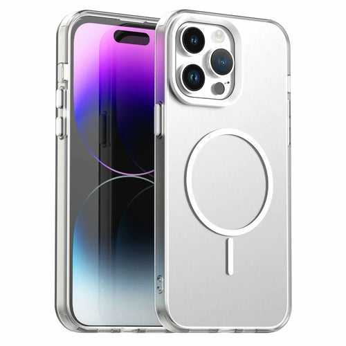 For iPhone 14 Pro Case Candy Color PC + TPU + PET Phone Cover Compatible with MagSafe - White - 1