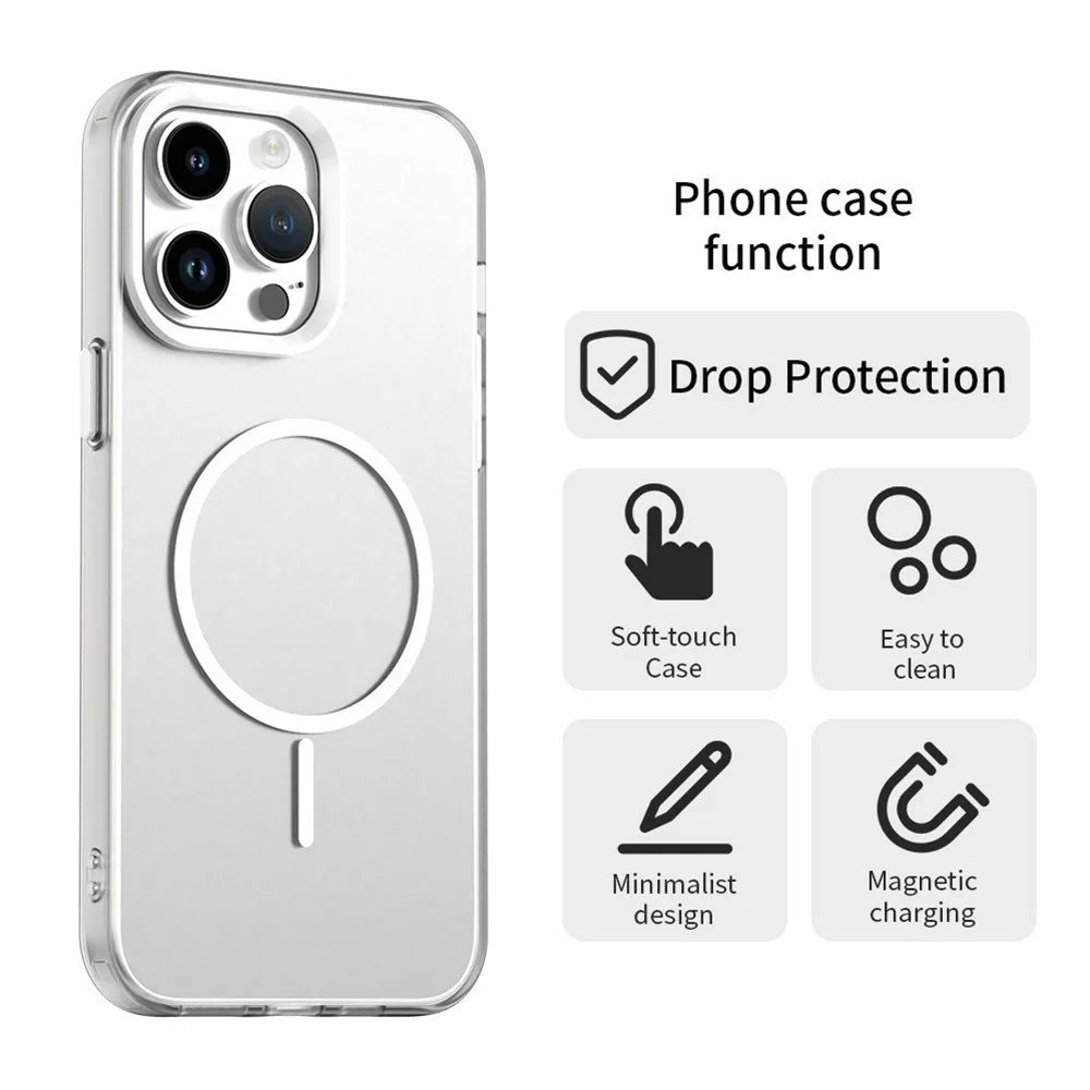 For iPhone 14 Pro Case Candy Color PC + TPU + PET Phone Cover Compatible with MagSafe - White - 6