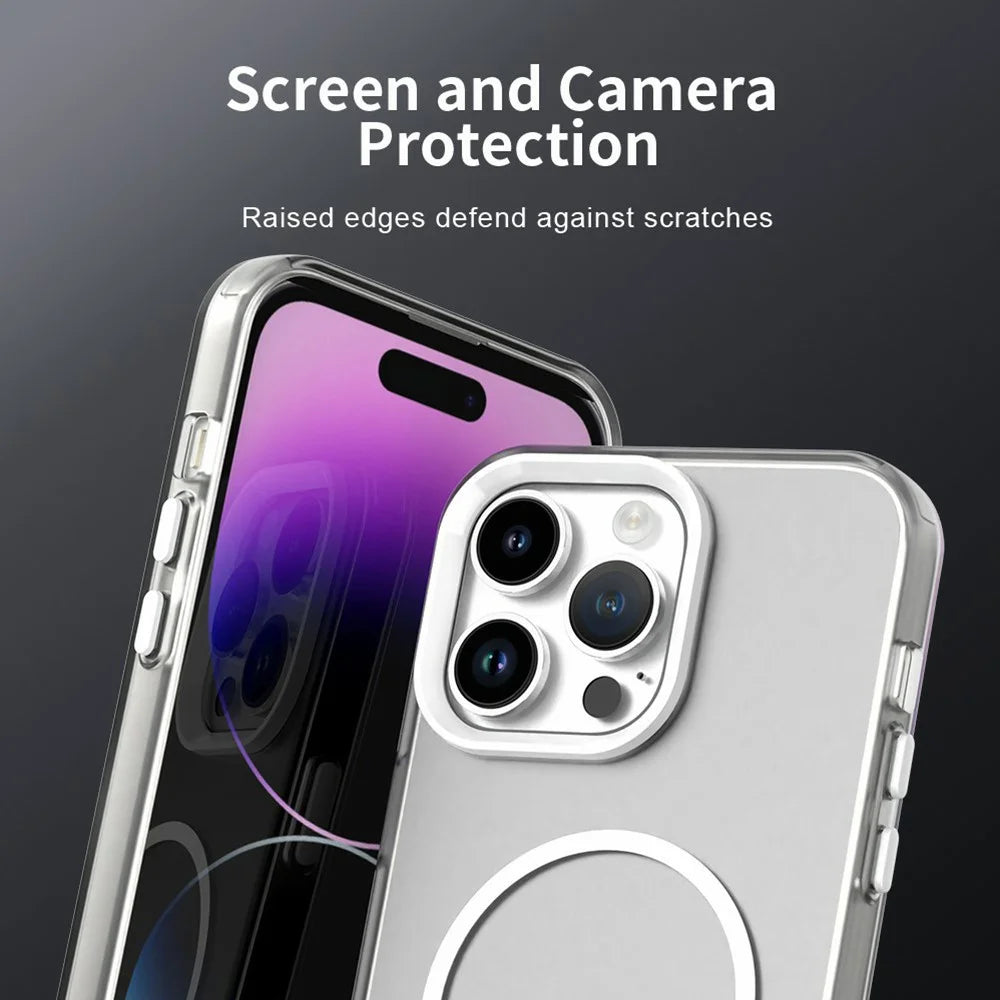 For iPhone 14 Pro Case Candy Color PC + TPU + PET Phone Cover Compatible with MagSafe - White - 7