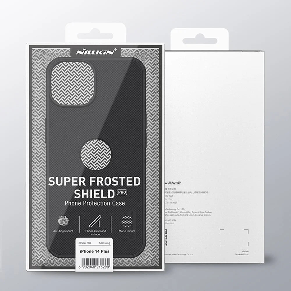 NILLKIN Super Frosted Shield Pro Phone Case for iPhone 14 Plus, Anti-scratch Matte Hard PC Phone Cover (Hollow-out Design for Logo) - Dark Purple - 6