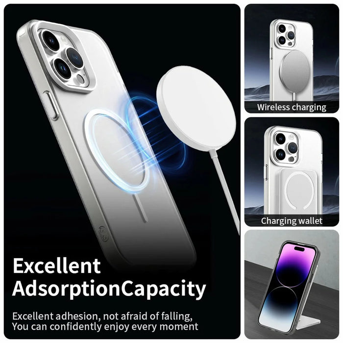 For iPhone 14 Pro Max Case Candy Color PC + TPU + PET Phone Cover Compatible with MagSafe - White - 3