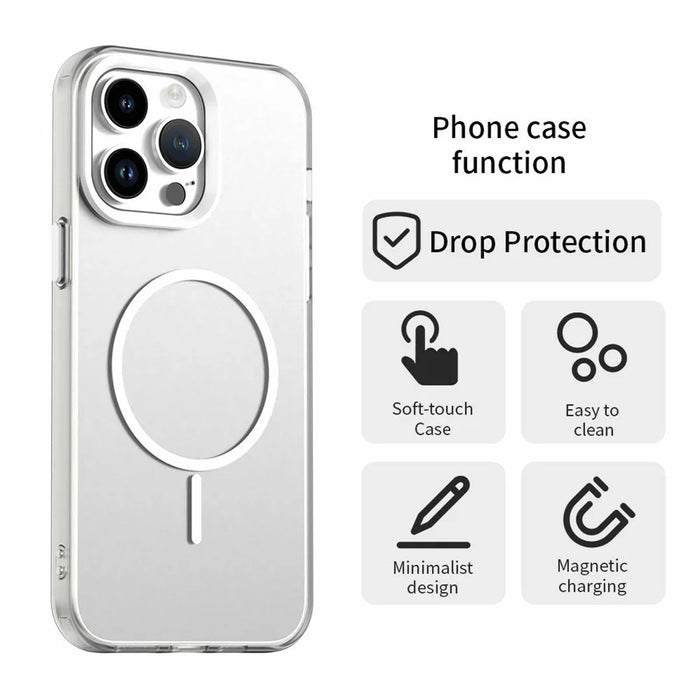 For iPhone 14 Pro Max Case Candy Color PC + TPU + PET Phone Cover Compatible with MagSafe - White - 6