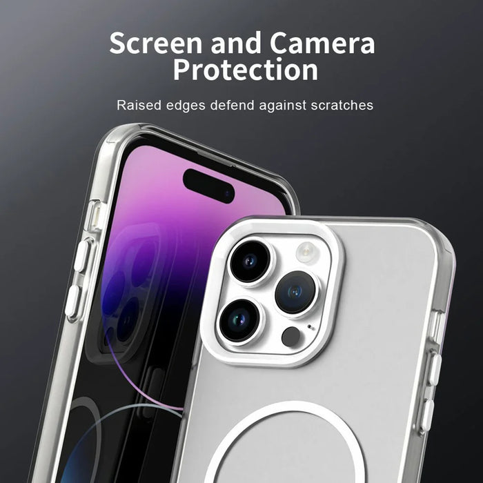 For iPhone 14 Pro Max Case Candy Color PC + TPU + PET Phone Cover Compatible with MagSafe - White - 7