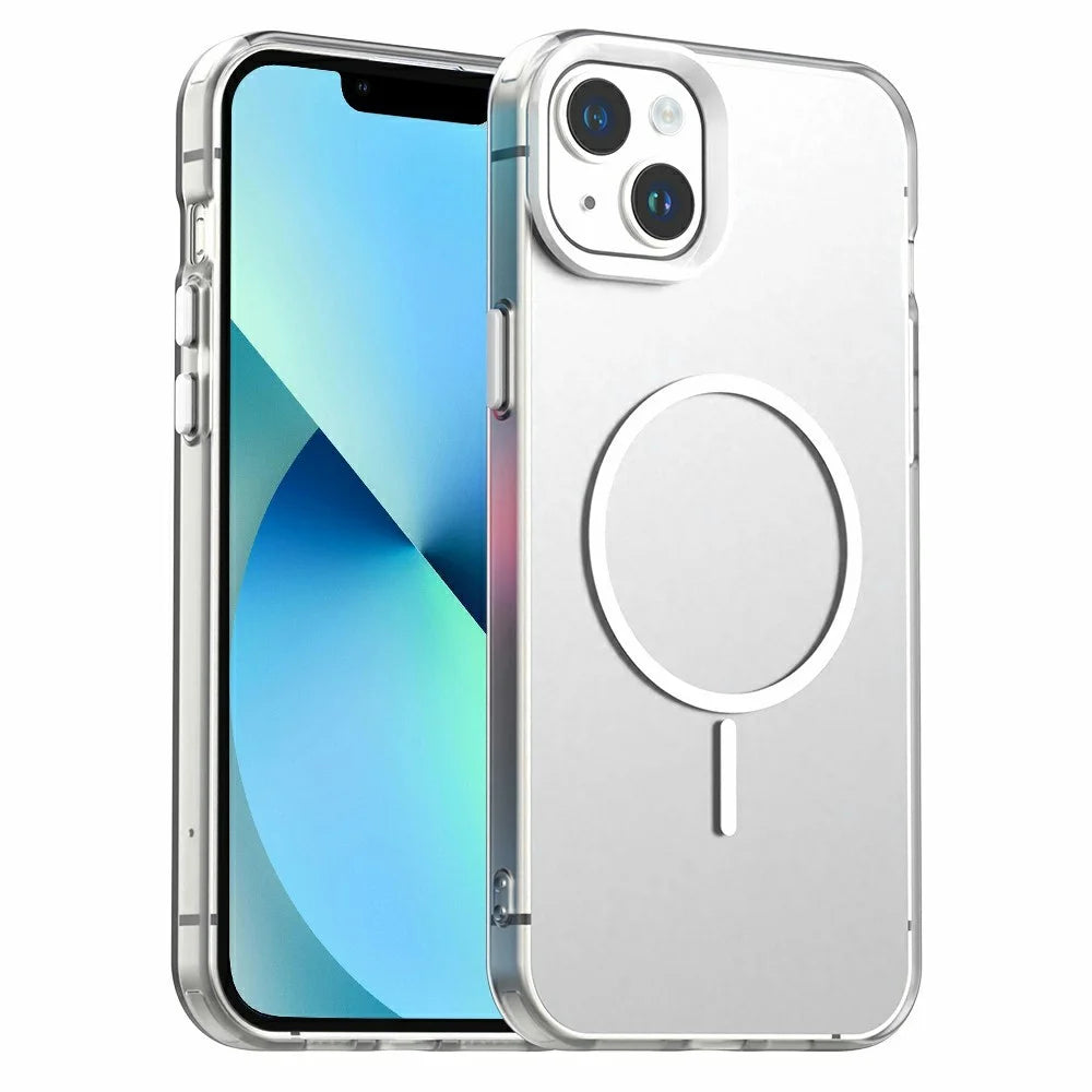 For iPhone 13 Case Candy Color PC + TPU + PET Phone Cover Compatible with MagSafe - White - 1
