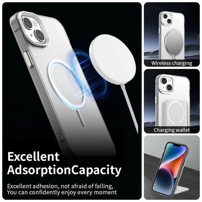 For iPhone 13 Case Candy Color PC + TPU + PET Phone Cover Compatible with MagSafe - White - 3