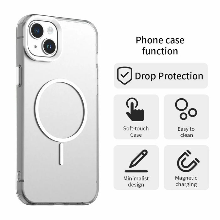 For iPhone 13 Case Candy Color PC + TPU + PET Phone Cover Compatible with MagSafe - White - 6