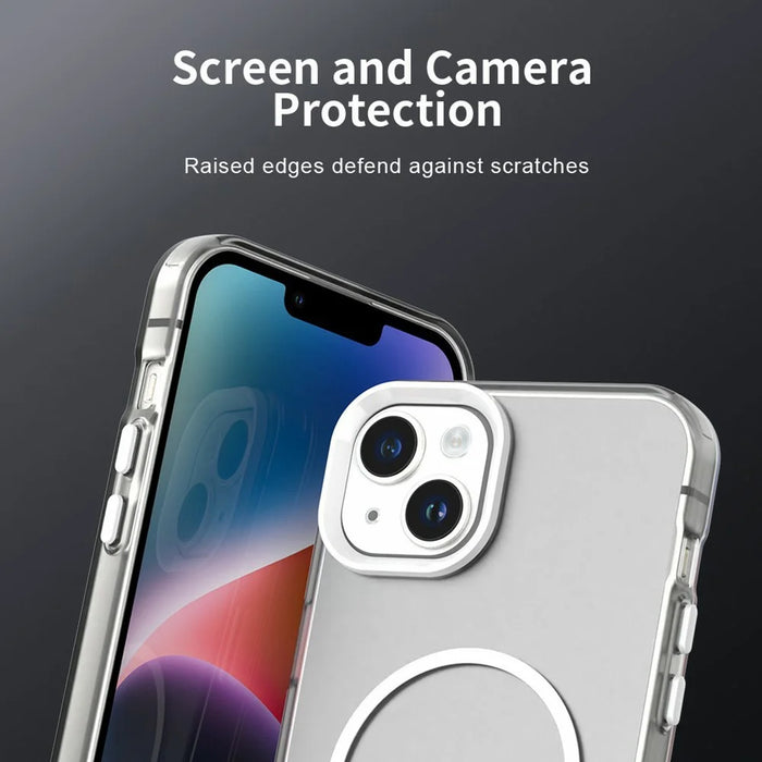 For iPhone 13 Case Candy Color PC + TPU + PET Phone Cover Compatible with MagSafe - White - 7