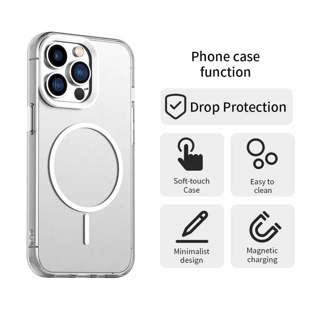 For iPhone 13 Pro Case Candy Color PC + TPU + PET Phone Cover Compatible with MagSafe - White - 6
