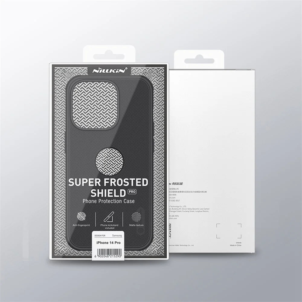 NILLKIN Super Frosted Shield Pro Protective Phone Case for iPhone 14 Pro, Hard PC Matte Anti-drop Phone Cover (Hollow-out Design for Logo) - Dark Purple - 6