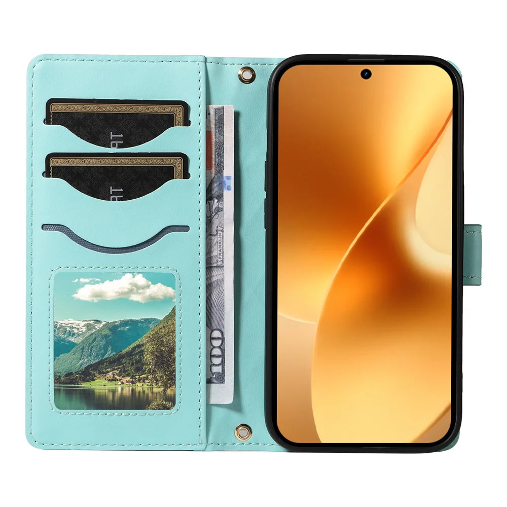 For Realme 15 Pro 5G / Realme 15 5G Wallet Case Rhombus Leather Phone Cover with Strap - Green - 2
