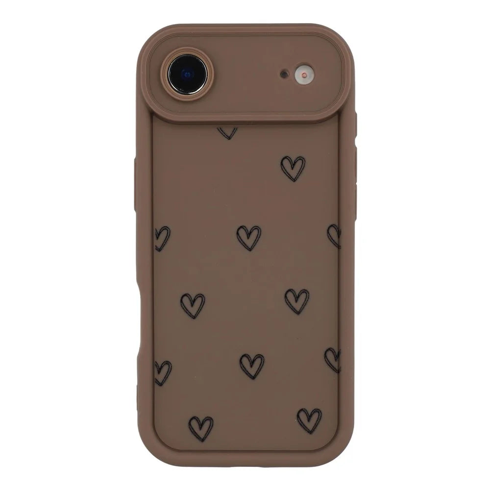 For iPhone Air Phone Case Heart Pattern TPU Shockproof Protective Cover - Brown - 3