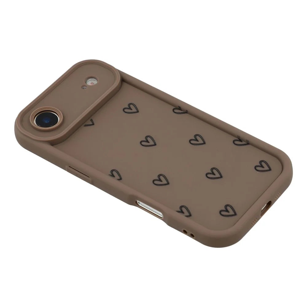 For iPhone Air Phone Case Heart Pattern TPU Shockproof Protective Cover - Brown - 4