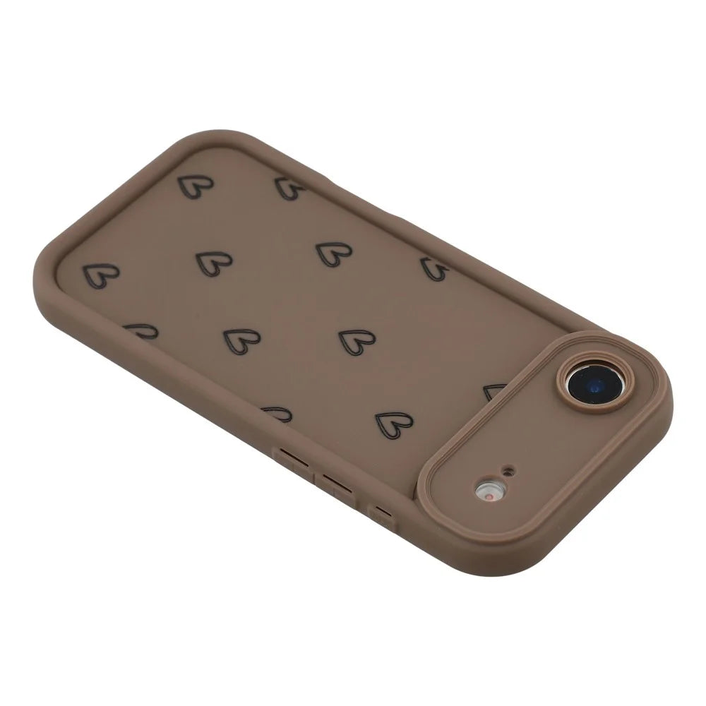 For iPhone Air Phone Case Heart Pattern TPU Shockproof Protective Cover - Brown - 5