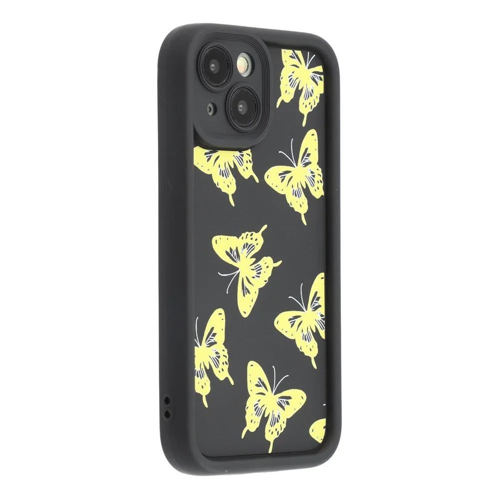 For iPhone 14 Case Butterfly Print TPU Shockproof Phone Back Cover - Yellow - 1