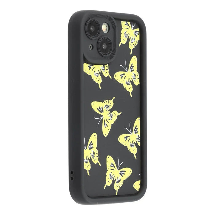 For iPhone 14 Plus Case Butterfly Print TPU Shockproof Phone Back Cover - Yellow - 1