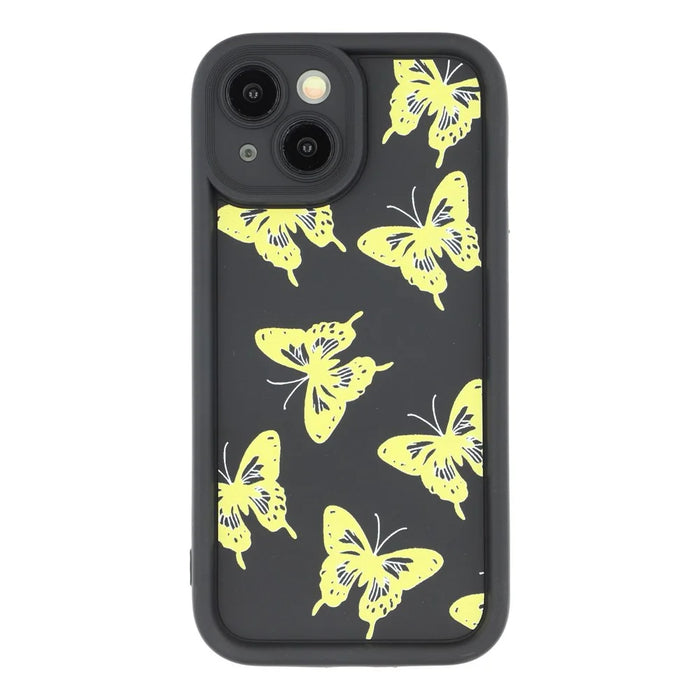 For iPhone 14 Plus Case Butterfly Print TPU Shockproof Phone Back Cover - Yellow - 3