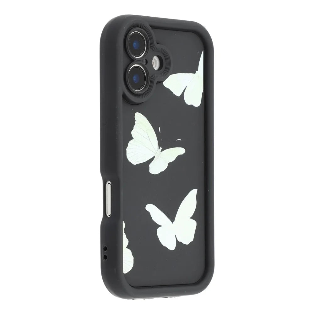 For iPhone 16 Case Butterfly Print TPU Shockproof Phone Back Cover - Green - 1