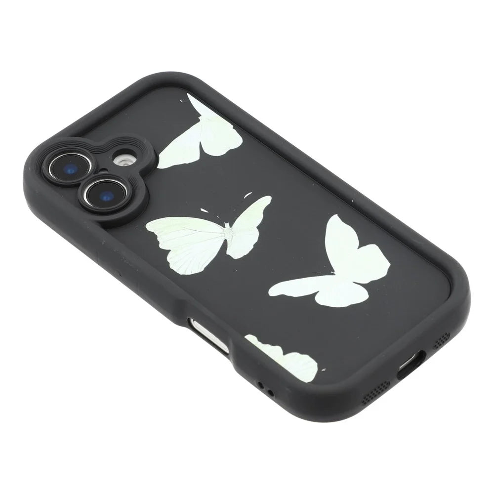 For iPhone 16 Case Butterfly Print TPU Shockproof Phone Back Cover - Green - 4