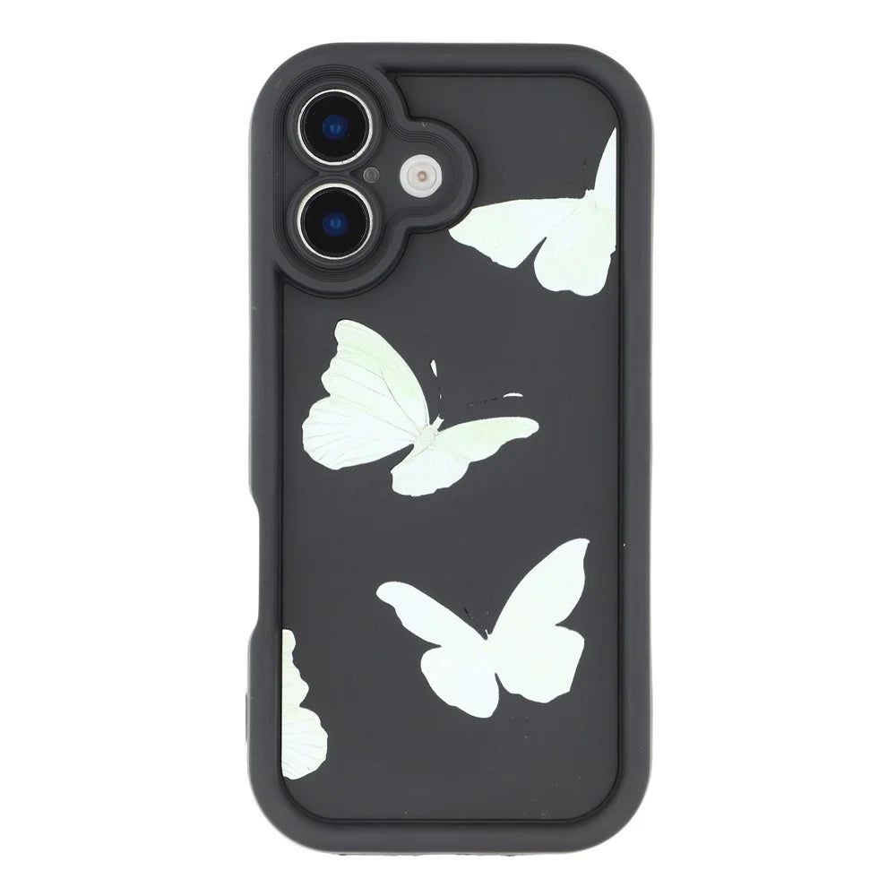 For iPhone 16 Plus Case Butterfly Print TPU Shockproof Phone Back Cover - Green - 3