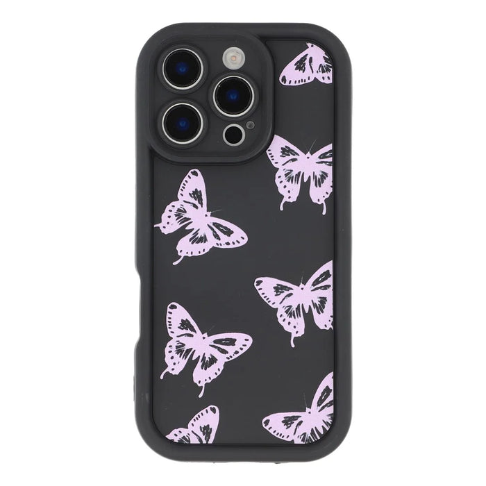 For iPhone 16 Pro Max Case Butterfly Print TPU Shockproof Phone Back Cover - Pink - 3