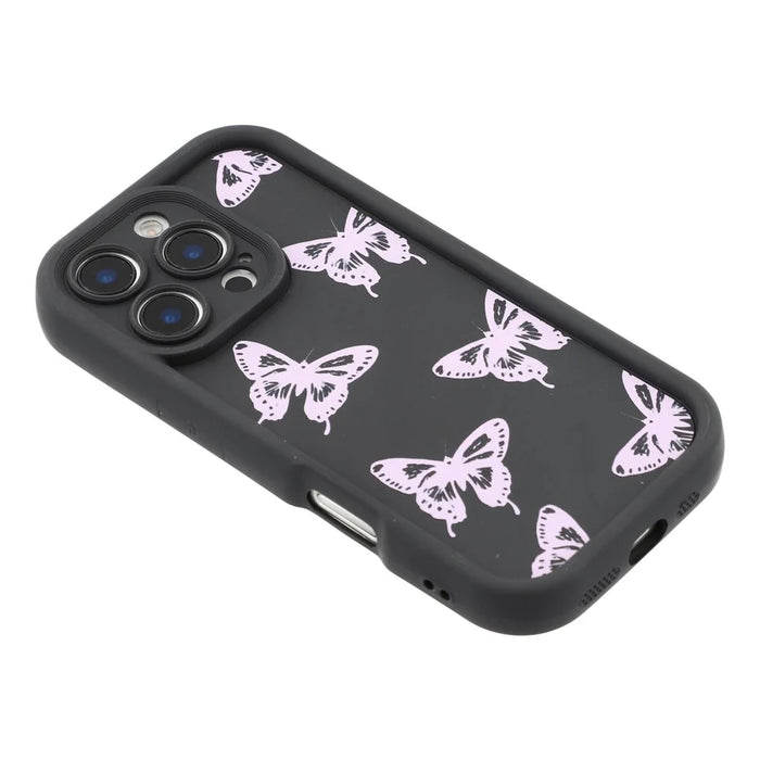 For iPhone 16 Pro Max Case Butterfly Print TPU Shockproof Phone Back Cover - Pink - 4