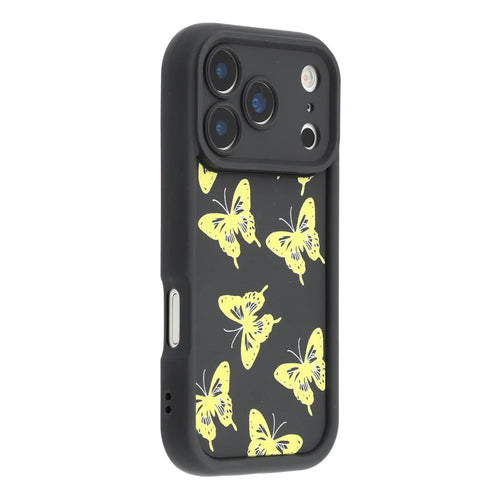 For iPhone 17 Pro Case Butterfly Print TPU Shockproof Phone Back Cover - Yellow - 1
