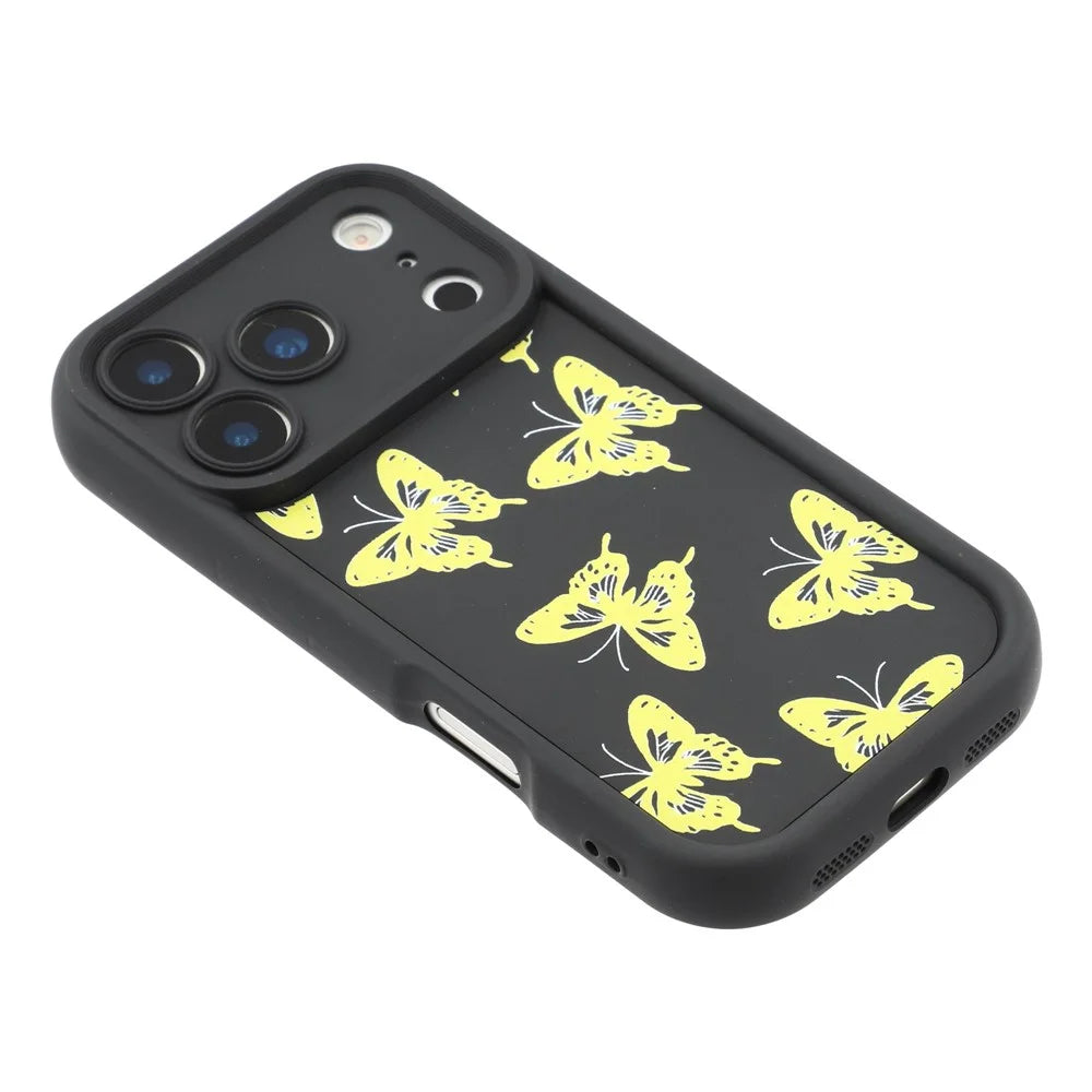 For iPhone 17 Pro Case Butterfly Print TPU Shockproof Phone Back Cover - Yellow - 4