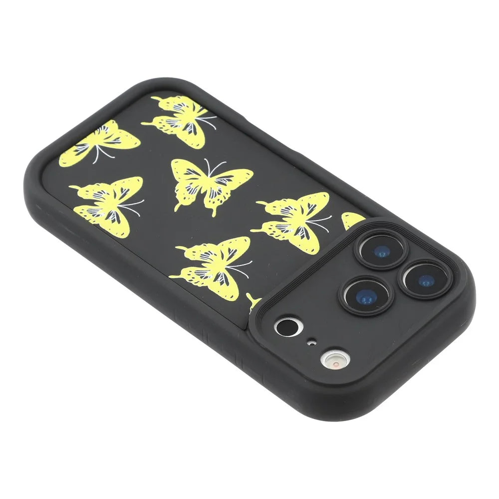 For iPhone 17 Pro Max Case Butterfly Print TPU Shockproof Phone Back Cover - Yellow - 5