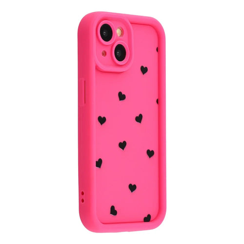 For iPhone 15 Case Heart Pattern TPU Phone Cover with Stepped Edge - Rose - 1