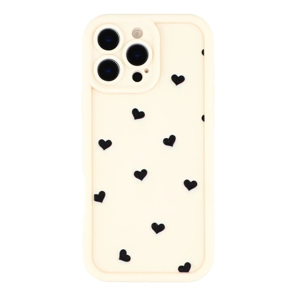 For iPhone 16 Pro Case Heart Pattern TPU Phone Cover with Stepped Edge - White - 3