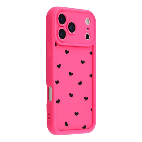 For iPhone 17 Pro Max Case Heart Pattern TPU Phone Cover with Stepped Edge - Rose - 1
