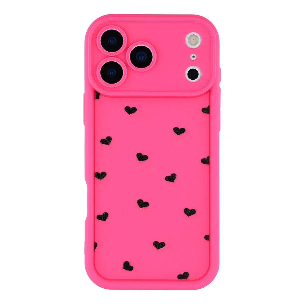 For iPhone 17 Pro Max Case Heart Pattern TPU Phone Cover with Stepped Edge - Rose - 3