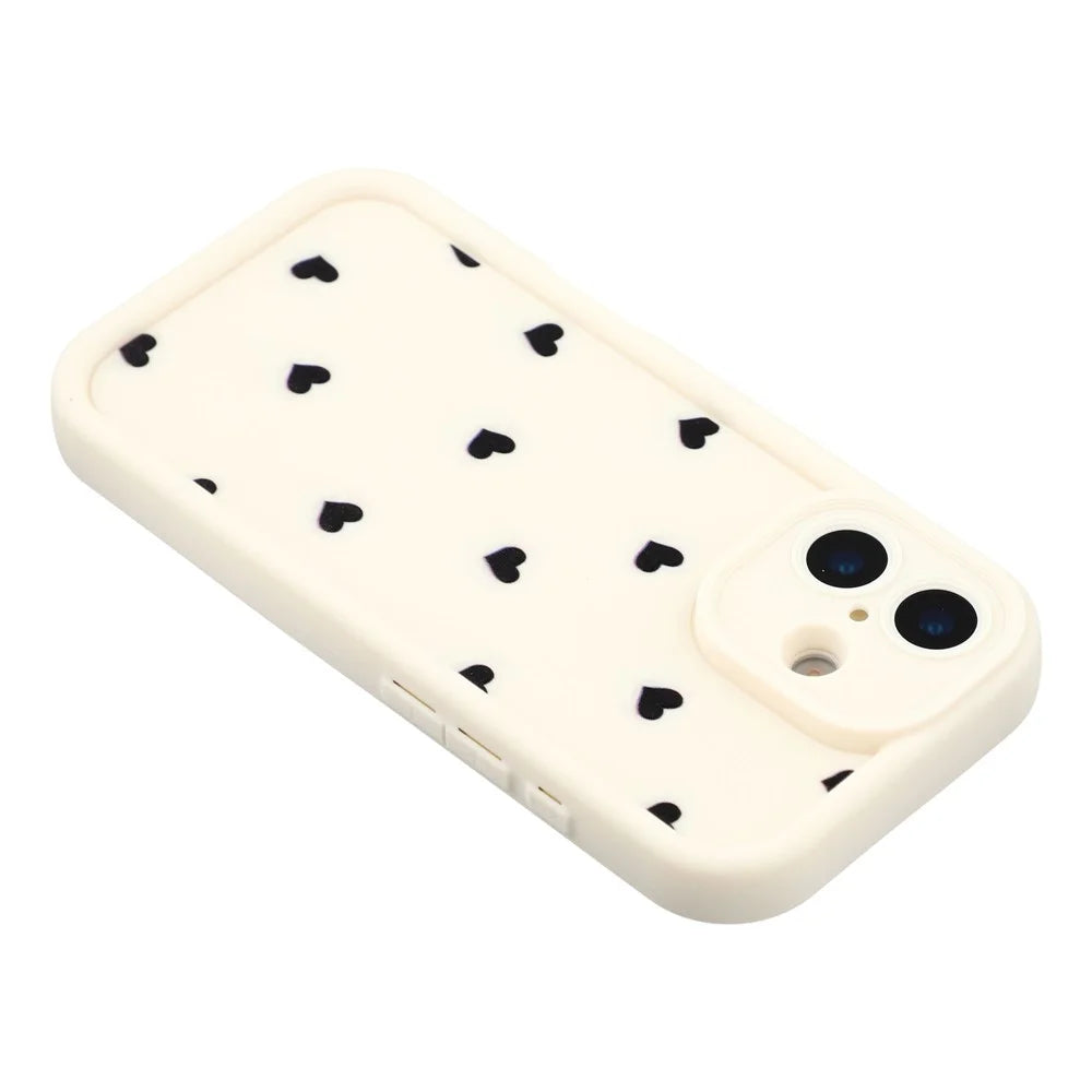 For iPhone 17 Case Heart Pattern TPU Phone Cover with Stepped Edge - White - 5