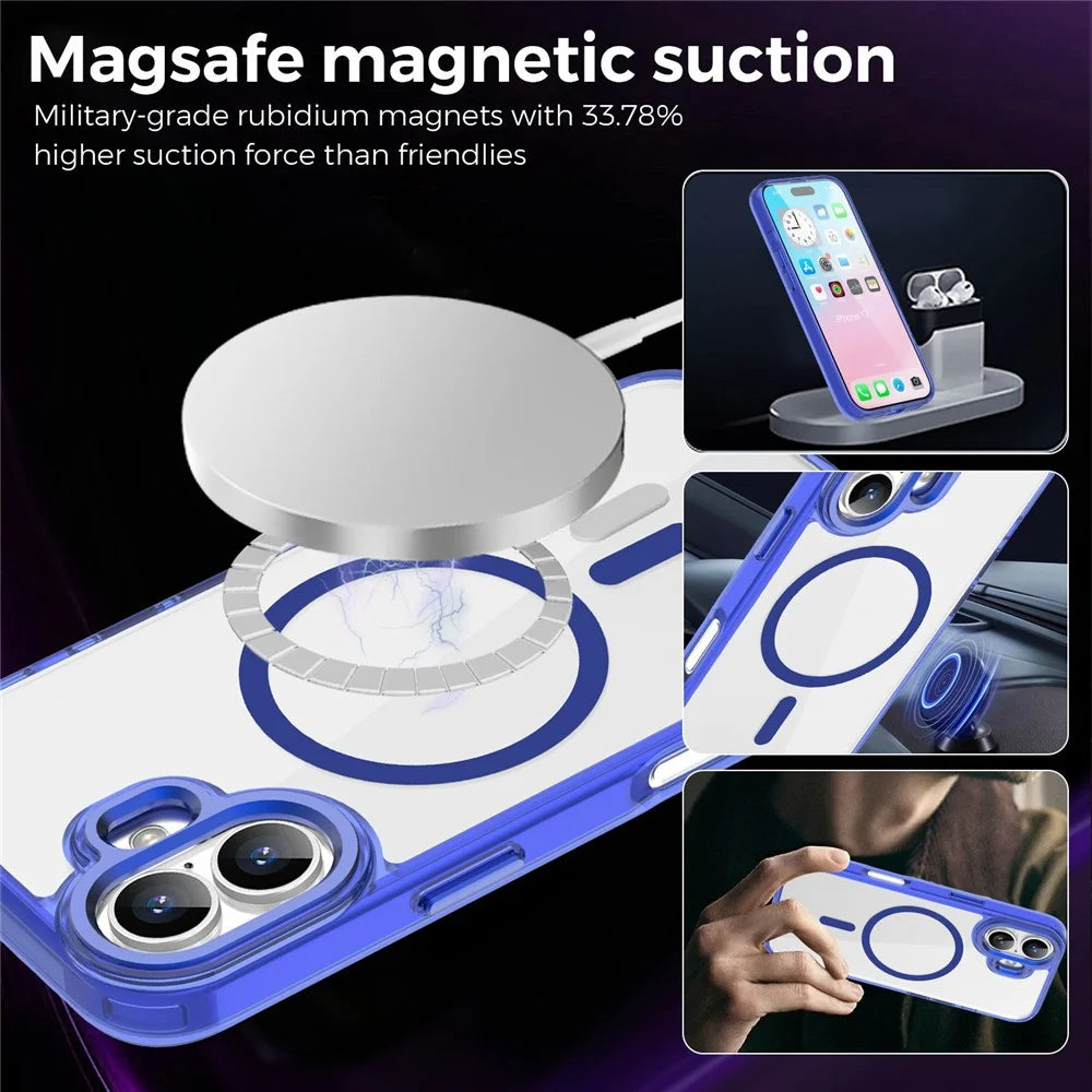 For iPhone 17 Case Compatible with MagSafe TPU+PC Transparent Phone Cover - Sapphire - 4