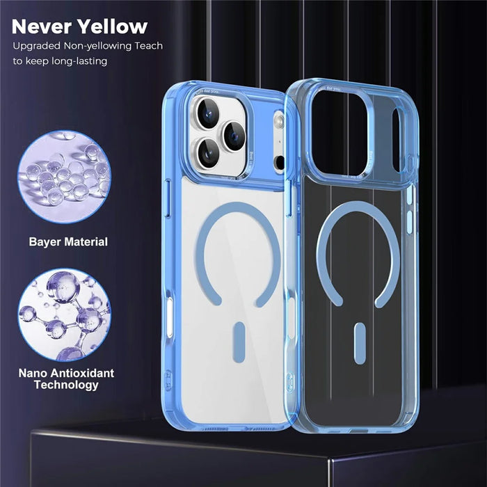 For iPhone 17 Pro Max Case Compatible with MagSafe TPU+PC Transparent Phone Cover - Blue - 3