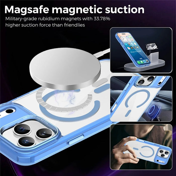 For iPhone 17 Pro Max Case Compatible with MagSafe TPU+PC Transparent Phone Cover - Blue - 4
