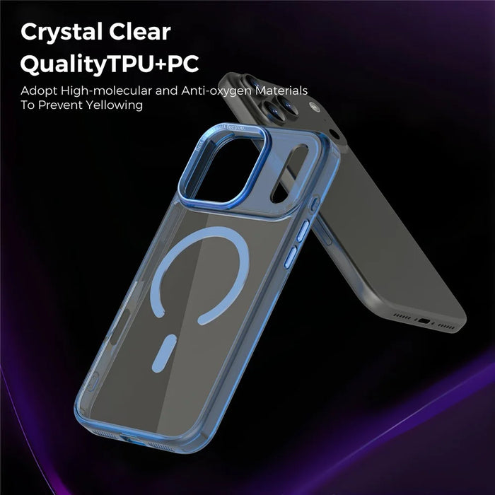 For iPhone 17 Pro Max Case Compatible with MagSafe TPU+PC Transparent Phone Cover - Blue - 5