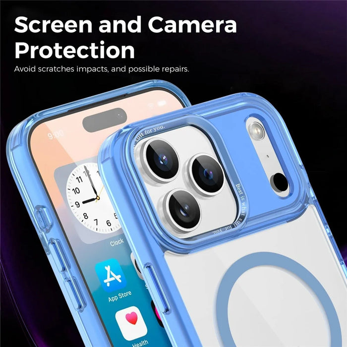 For iPhone 17 Pro Max Case Compatible with MagSafe TPU+PC Transparent Phone Cover - Blue - 7