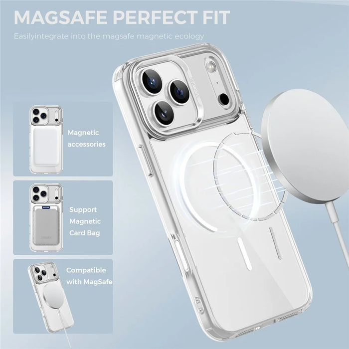 For iPhone 17 Pro Magnetic Case Compatible with MagSafe TPU PC Clear Phone Cover - Transparent - 3