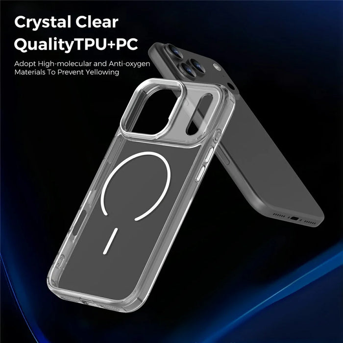 For iPhone 17 Pro Magnetic Case Compatible with MagSafe TPU PC Clear Phone Cover - Transparent - 4