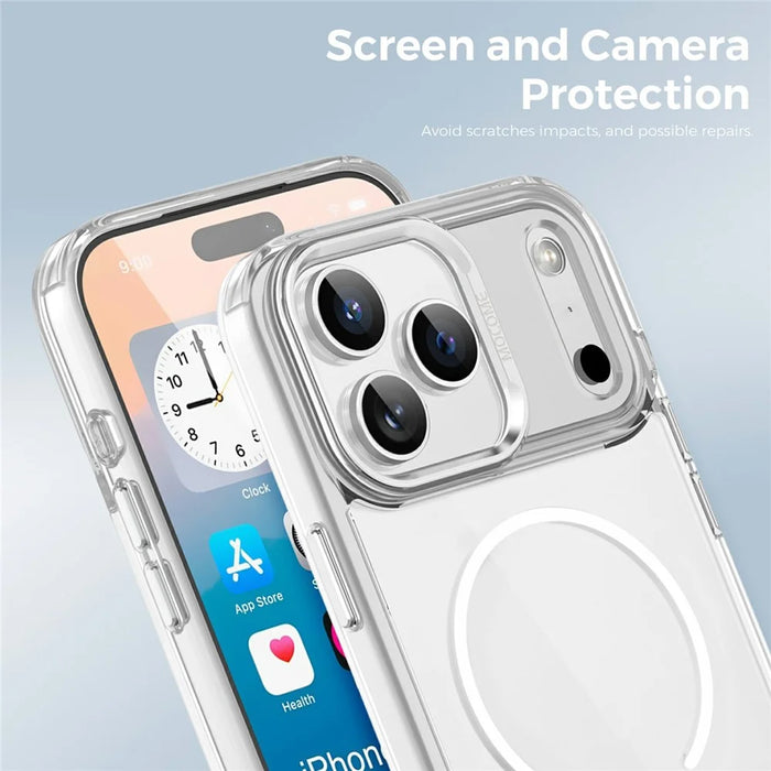 For iPhone 17 Pro Magnetic Case Compatible with MagSafe TPU PC Clear Phone Cover - Transparent - 6