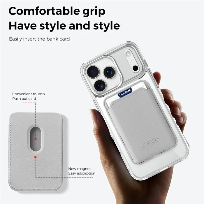 For iPhone 17 Pro Magnetic Case Compatible with MagSafe TPU + PC Phone Cover with Card Bag - Transparent - 3