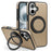For iPhone 17 Case with Ring Kickstand Compatible with MagSafe PU Leather Back Cover - Desert Gold - 1