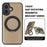 For iPhone 17 Case with Ring Kickstand Compatible with MagSafe PU Leather Back Cover - Desert Gold - 3