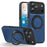 For iPhone 17 Pro Case with Ring Kickstand Compatible with MagSafe PU Leather Back Cover - Sapphire - 1