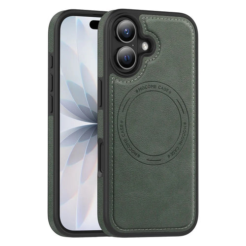 For iPhone 17 Case Compatible with MagSafe Leather Back Phone Cover - Blackish Green - 1